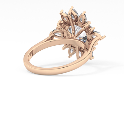 Round Cluster Lab Grown Diamond Engagement Ring