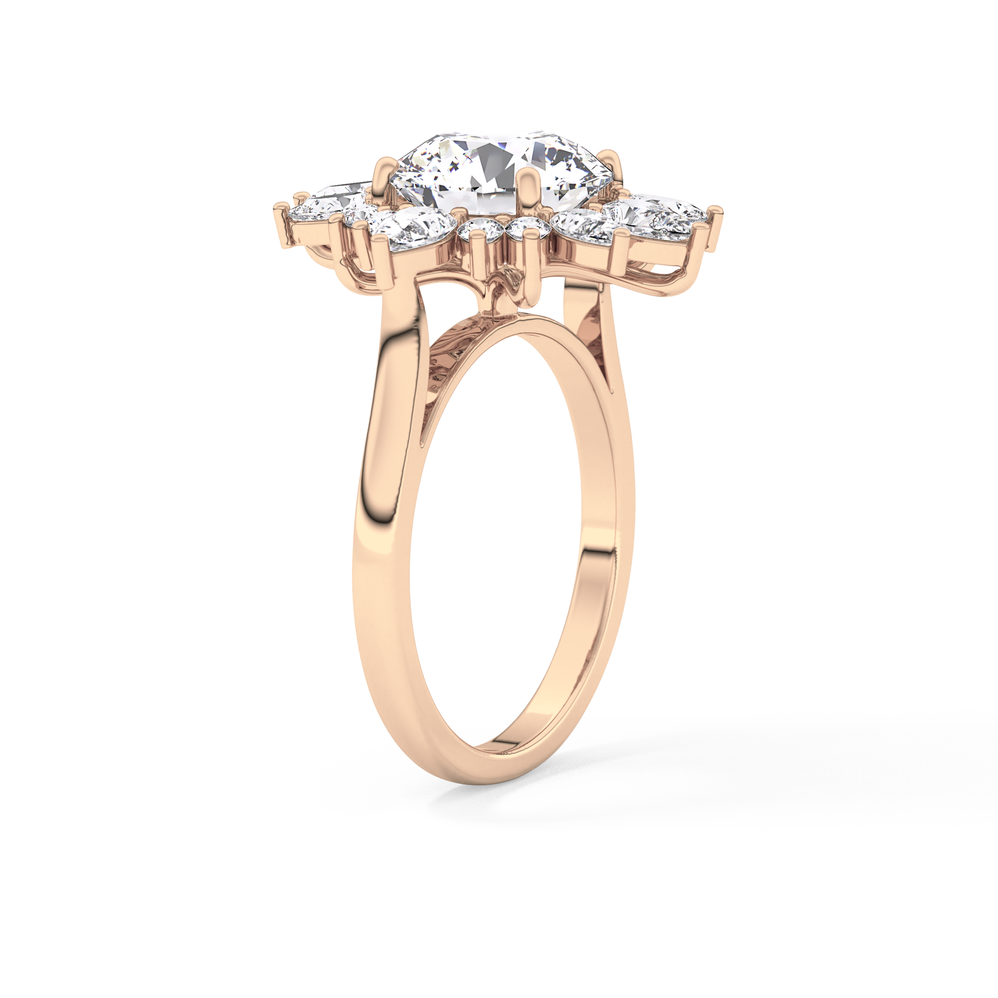 Round Cluster Lab Grown Diamond Engagement Ring