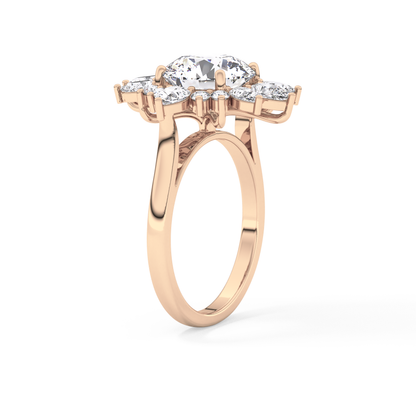 Round Cluster Lab Grown Diamond Engagement Ring