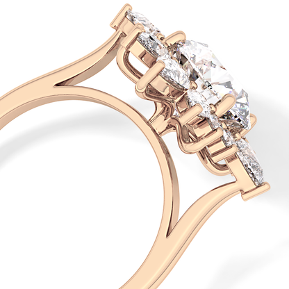 Round Cluster Lab Grown Diamond Engagement Ring