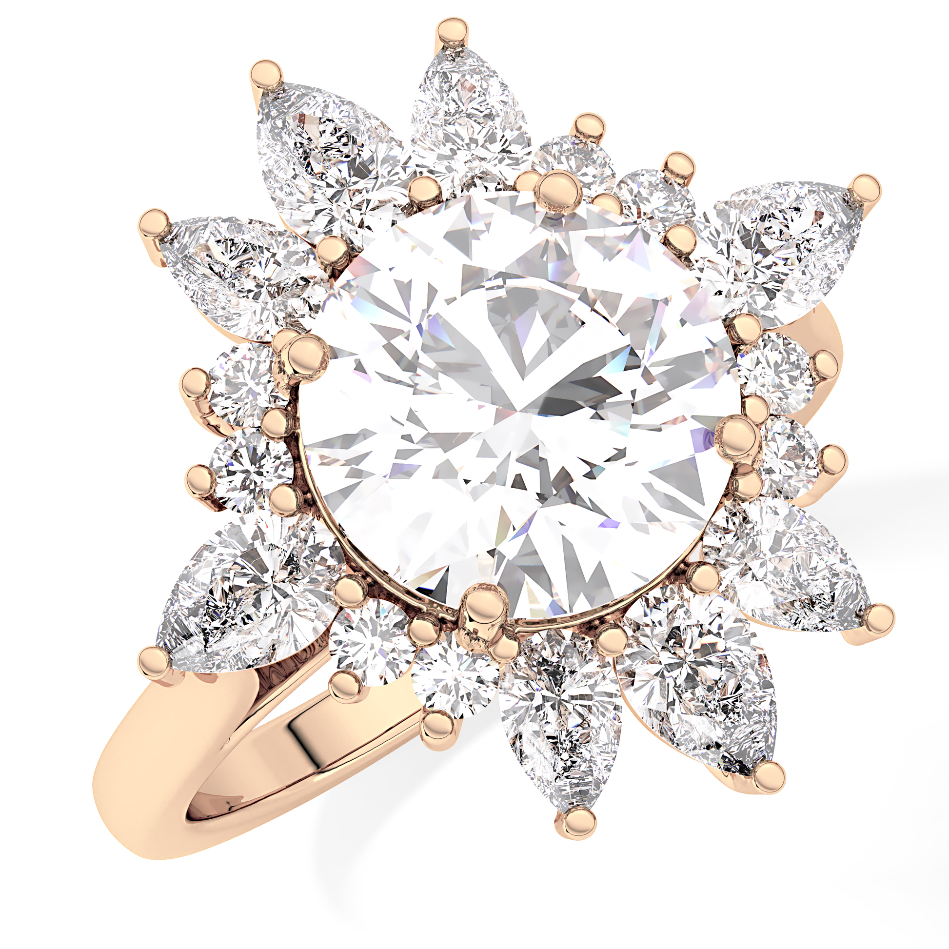 Round Cluster Lab Grown Diamond Engagement Ring