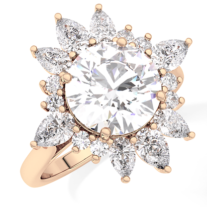 Round Cluster Lab Grown Diamond Engagement Ring