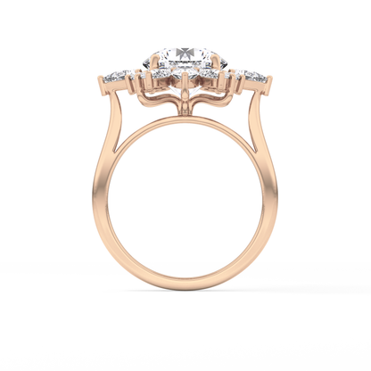 Round Cluster Lab Grown Diamond Engagement Ring