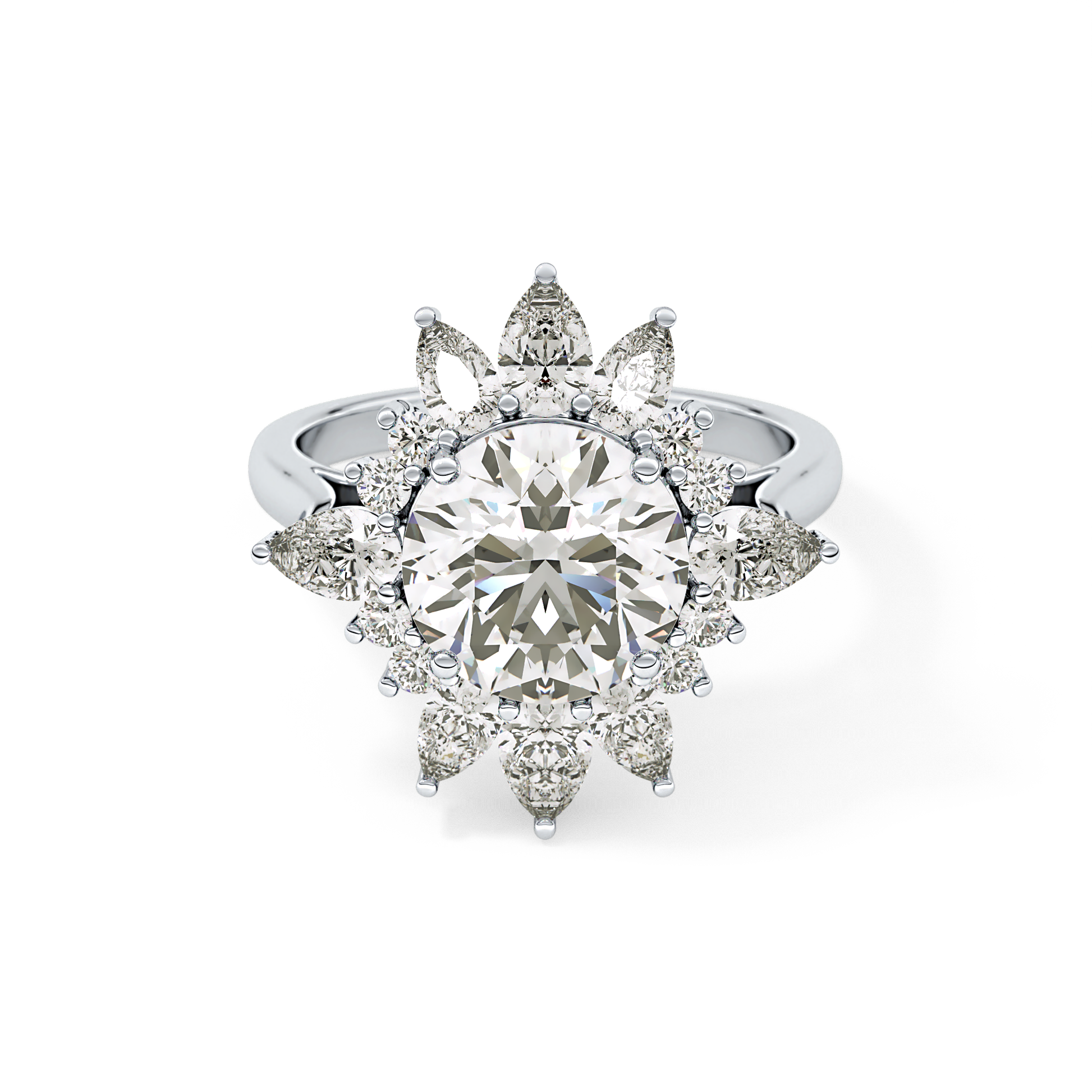 Round Cluster Lab Grown Diamond Engagement Ring
