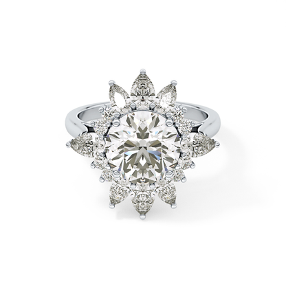 Round Cluster Lab Grown Diamond Engagement Ring