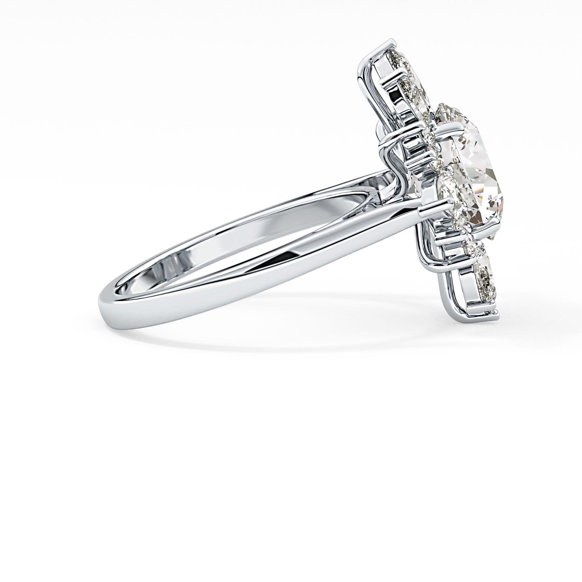 Round Cluster Lab Grown Diamond Engagement Ring