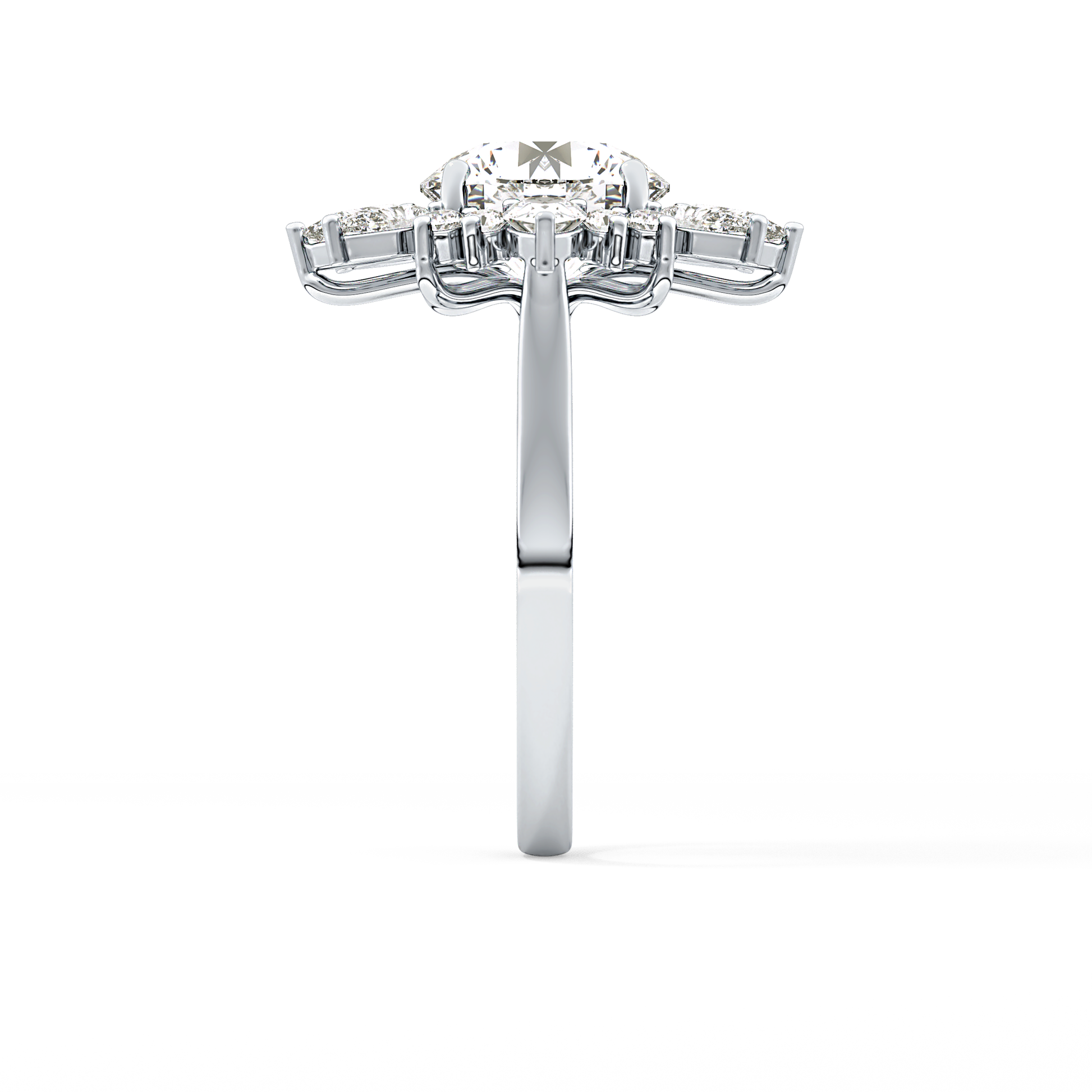Round Cluster Lab Grown Diamond Engagement Ring