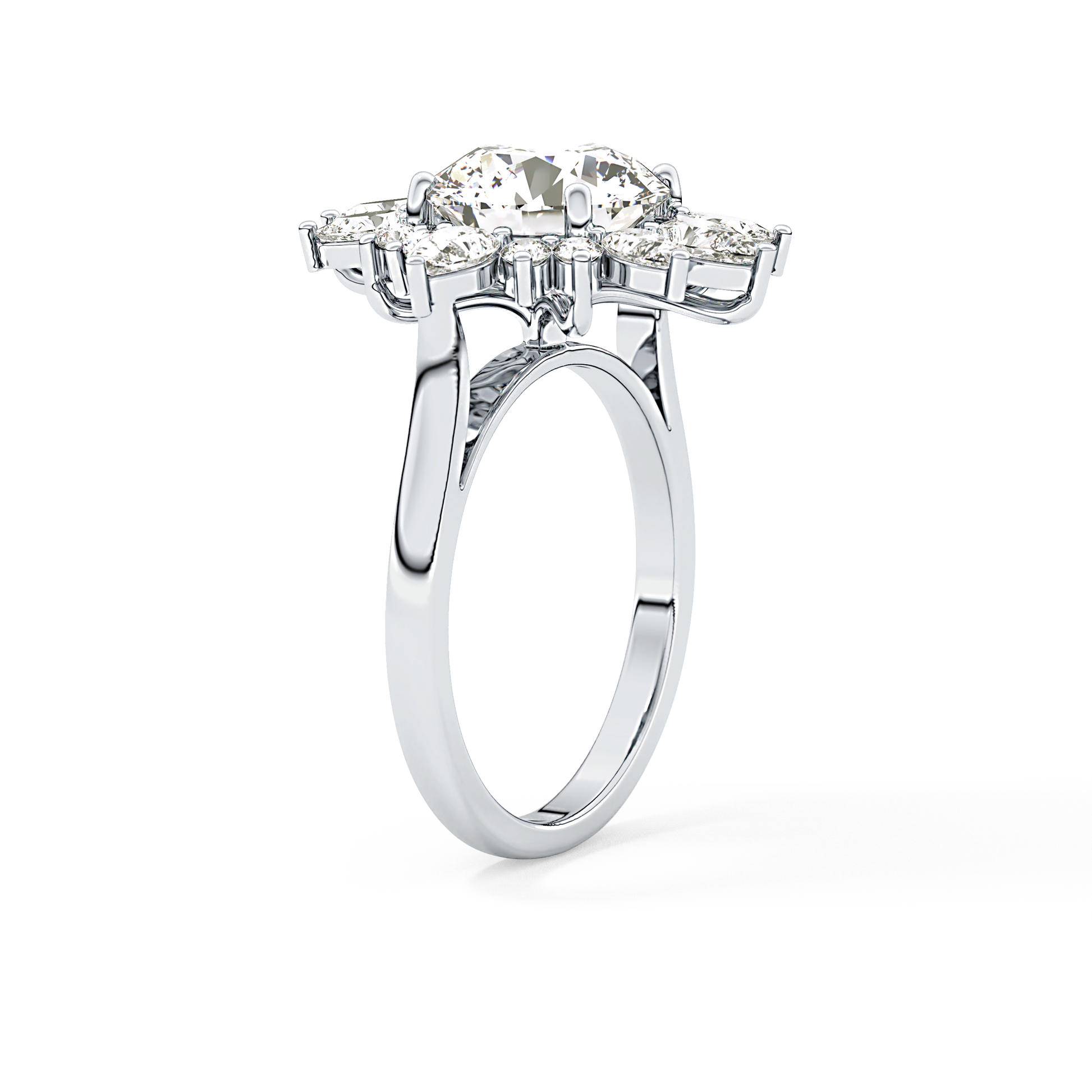 Round Cluster Lab Grown Diamond Engagement Ring