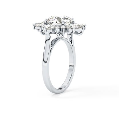 Round Cluster Lab Grown Diamond Engagement Ring