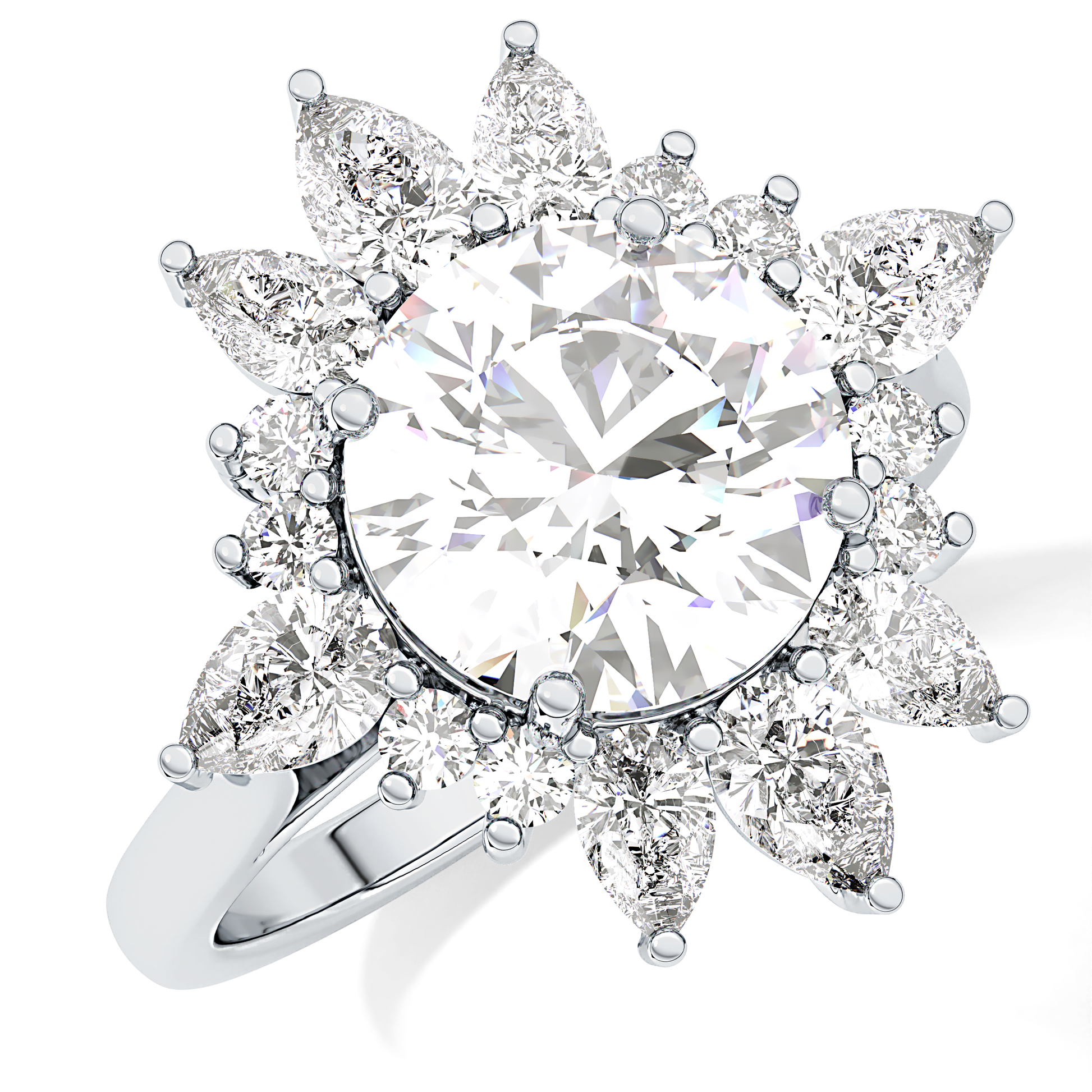 Round Cluster Lab Grown Diamond Engagement Ring