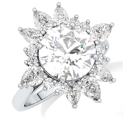 Round Cluster Lab Grown Diamond Engagement Ring