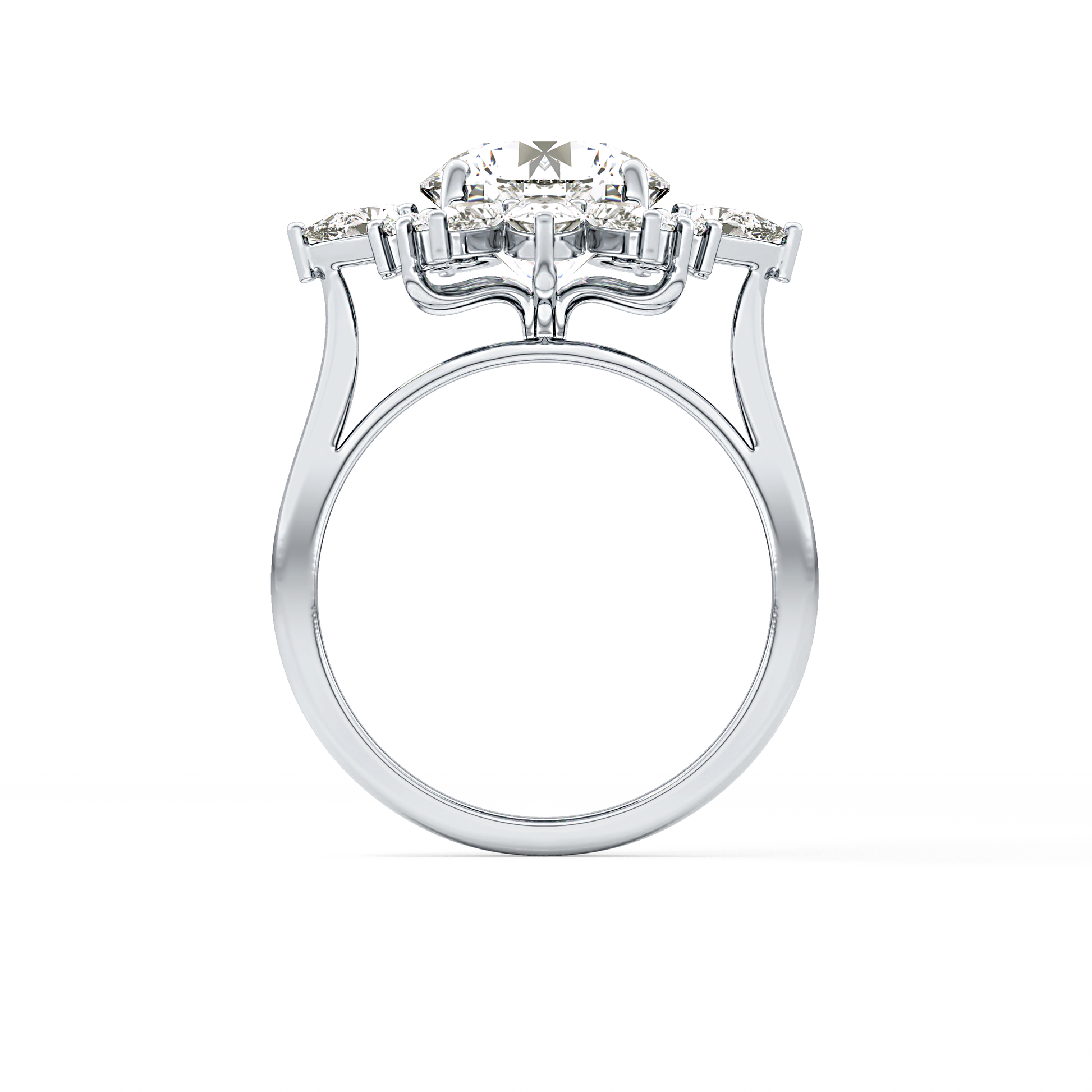 Round Cluster Lab Grown Diamond Engagement Ring