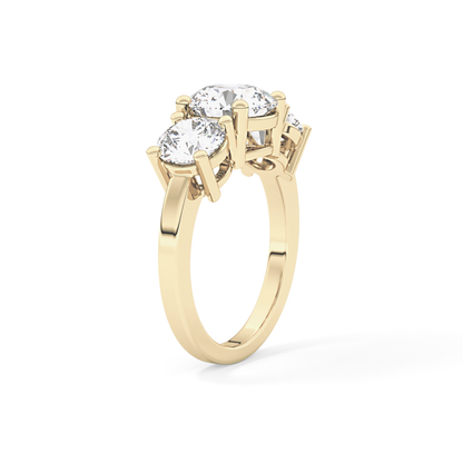 Round Three Stone Lab Grown Diamond Engagement Ring