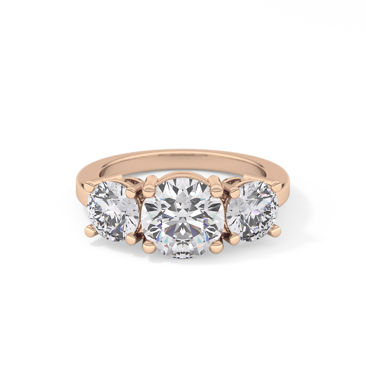 Round Three Stone Lab Grown Diamond Engagement Ring