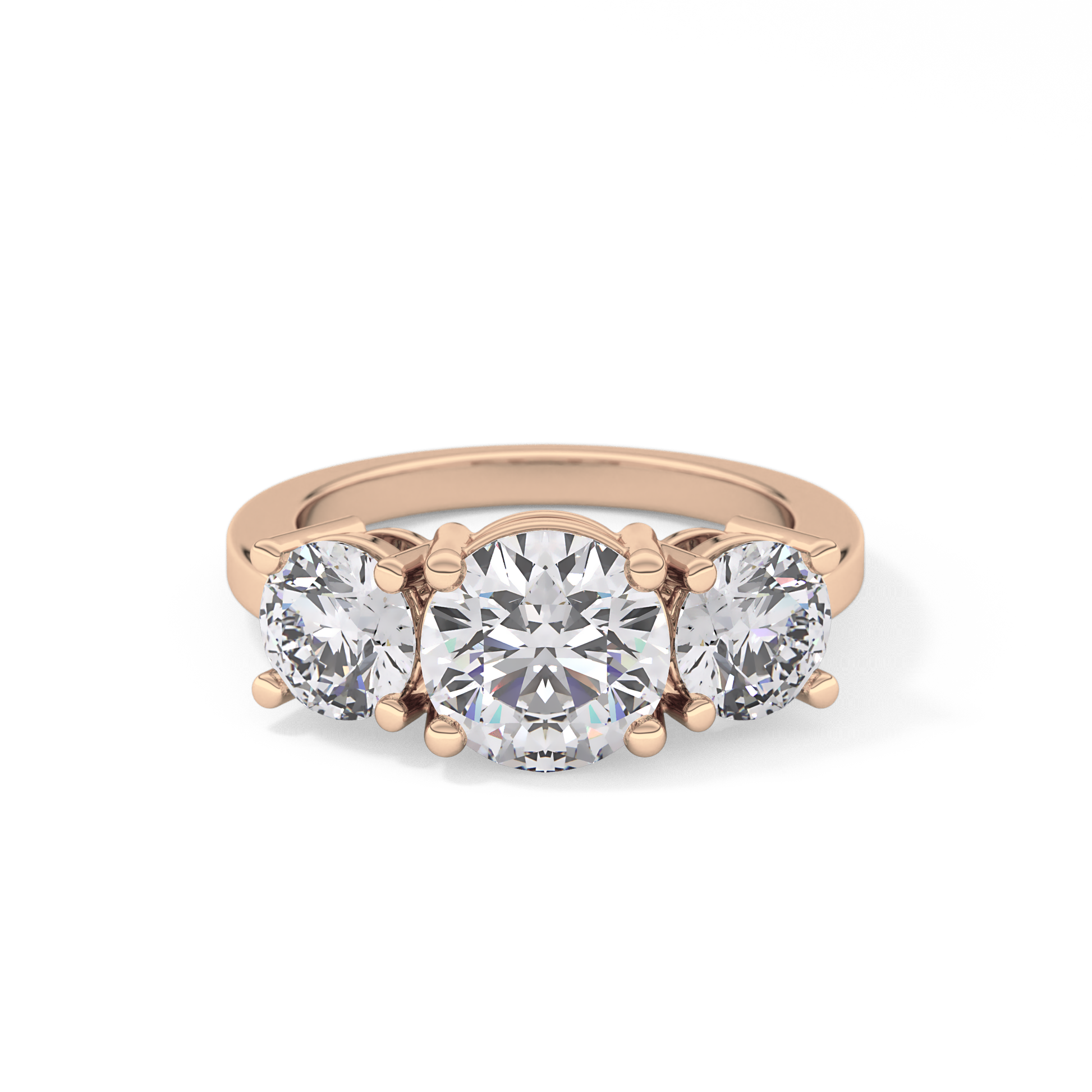 Round Three Stone Lab Grown Diamond Engagement Ring