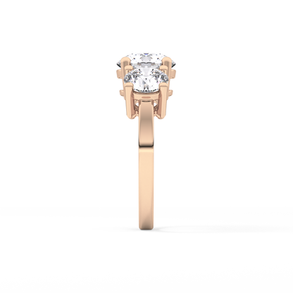 Round Three Stone Lab Grown Diamond Engagement Ring