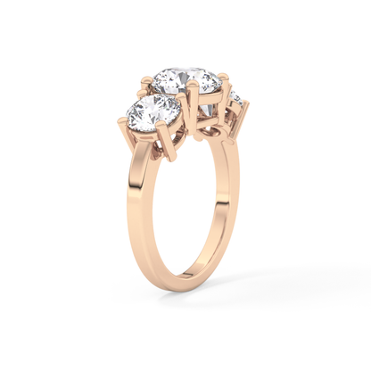 Round Three Stone Lab Grown Diamond Engagement Ring