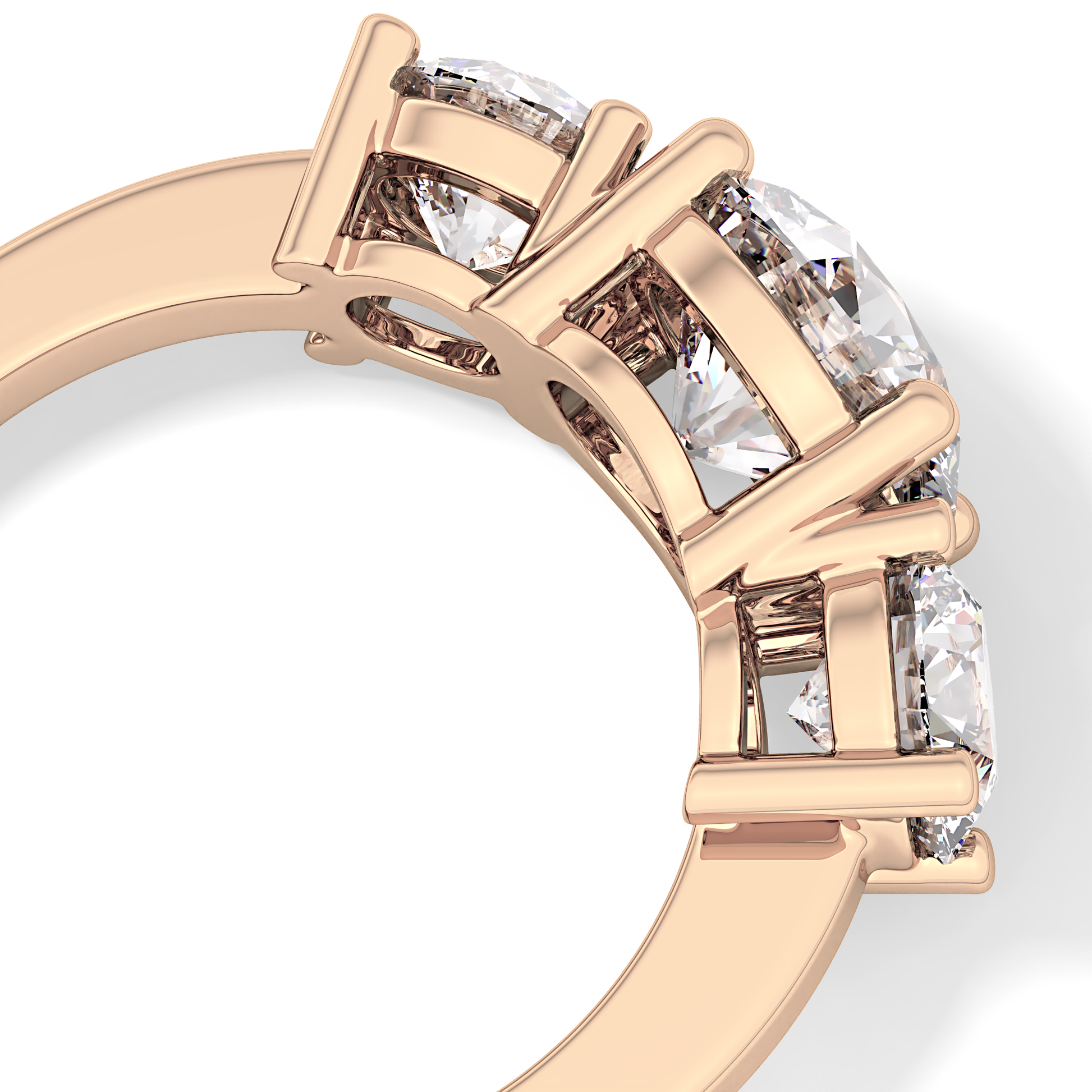 Round Three Stone Lab Grown Diamond Engagement Ring