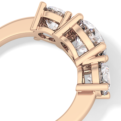 Round Three Stone Lab Grown Diamond Engagement Ring