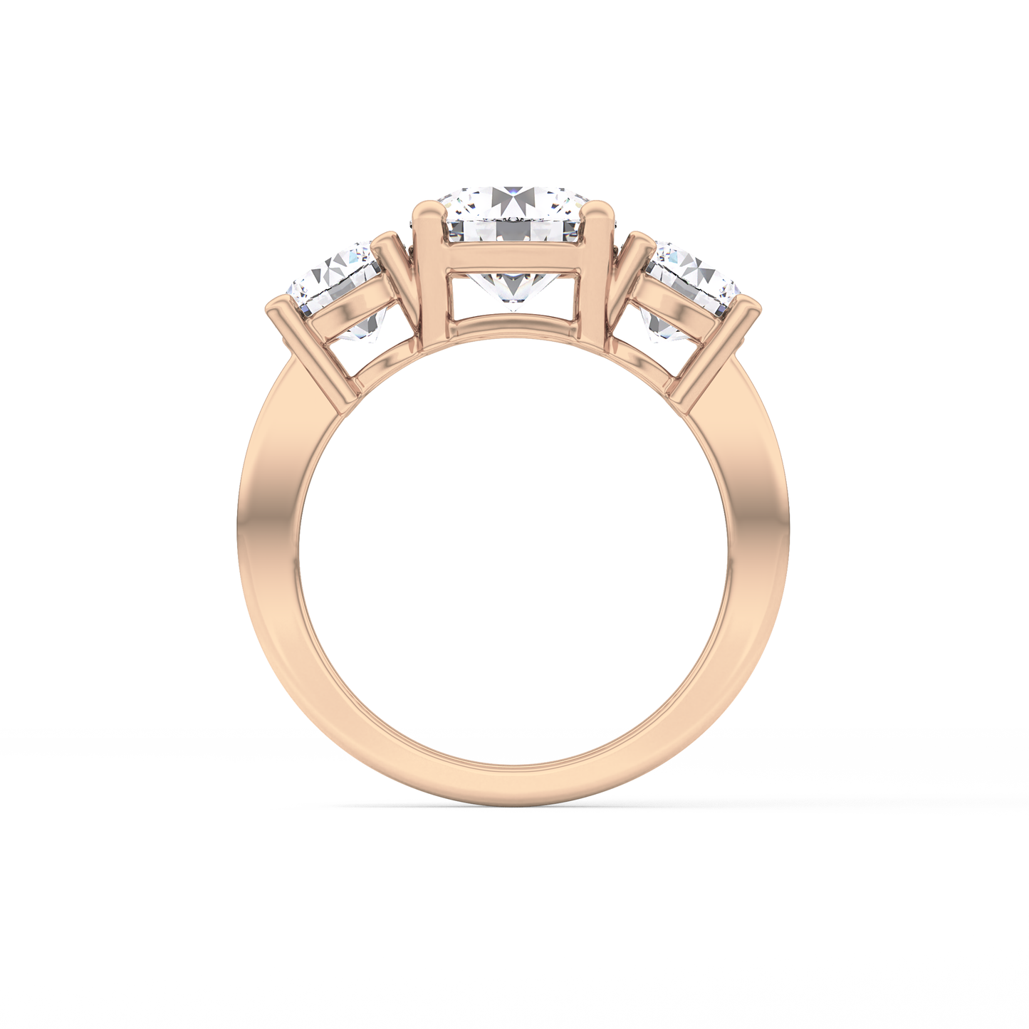 Round Three Stone Lab Grown Diamond Engagement Ring