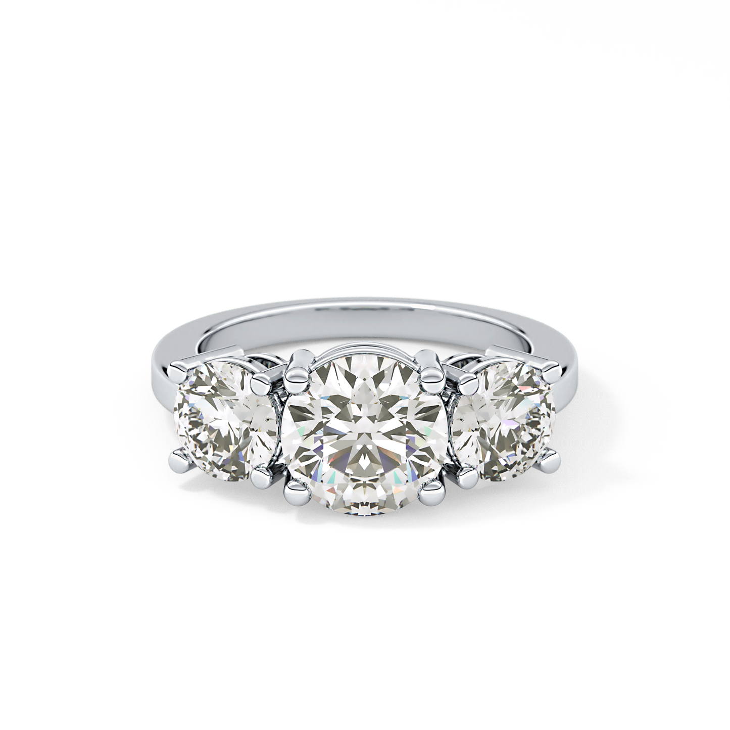 Round Three Stone Lab Grown Diamond Engagement Ring