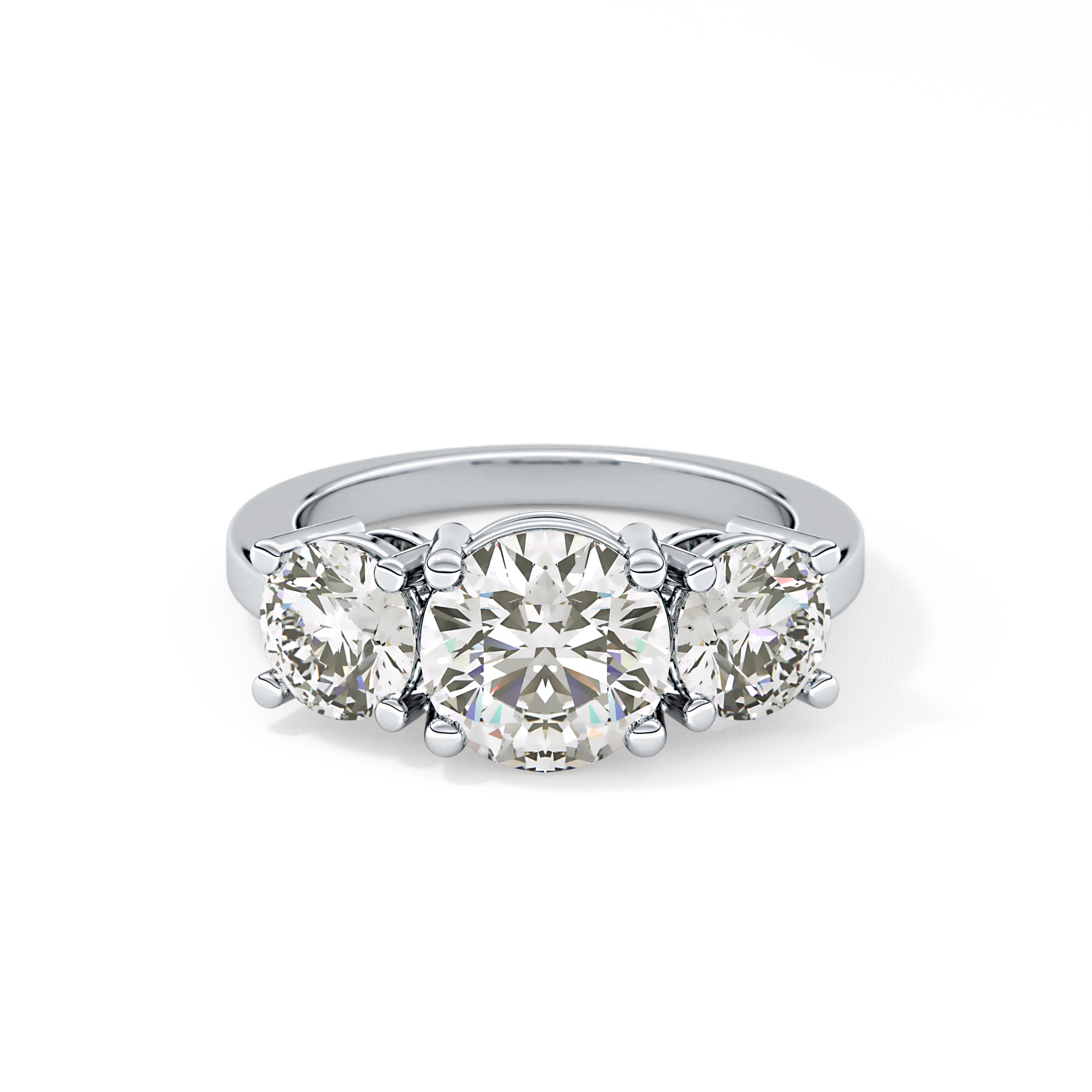 Round Three Stone Lab Grown Diamond Engagement Ring