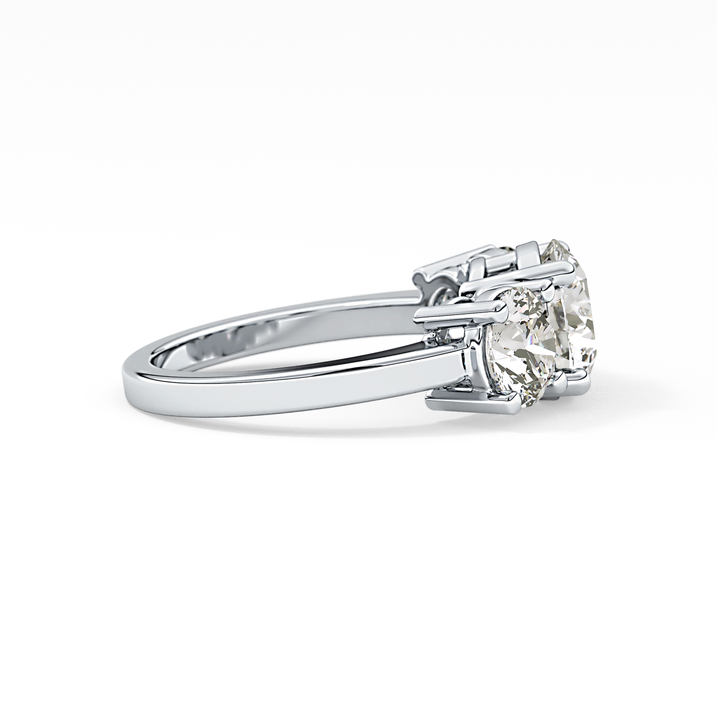 Round Three Stone Lab Grown Diamond Engagement Ring