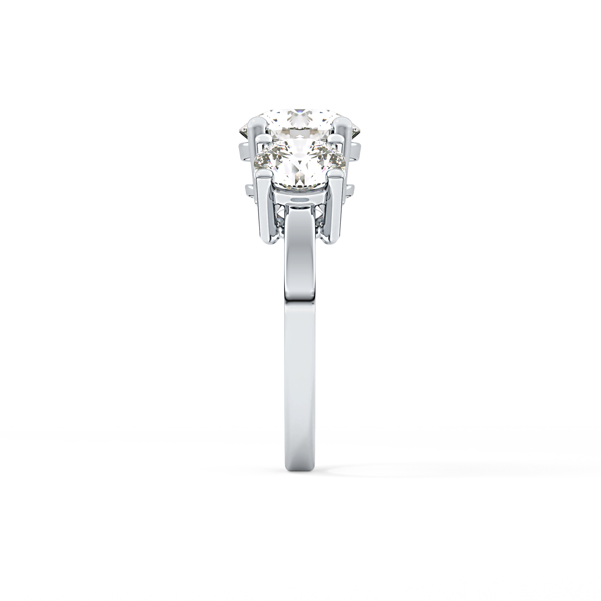 Round Three Stone Lab Grown Diamond Engagement Ring