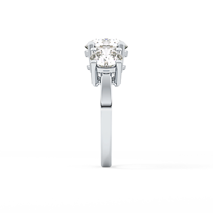 Round Three Stone Lab Grown Diamond Engagement Ring