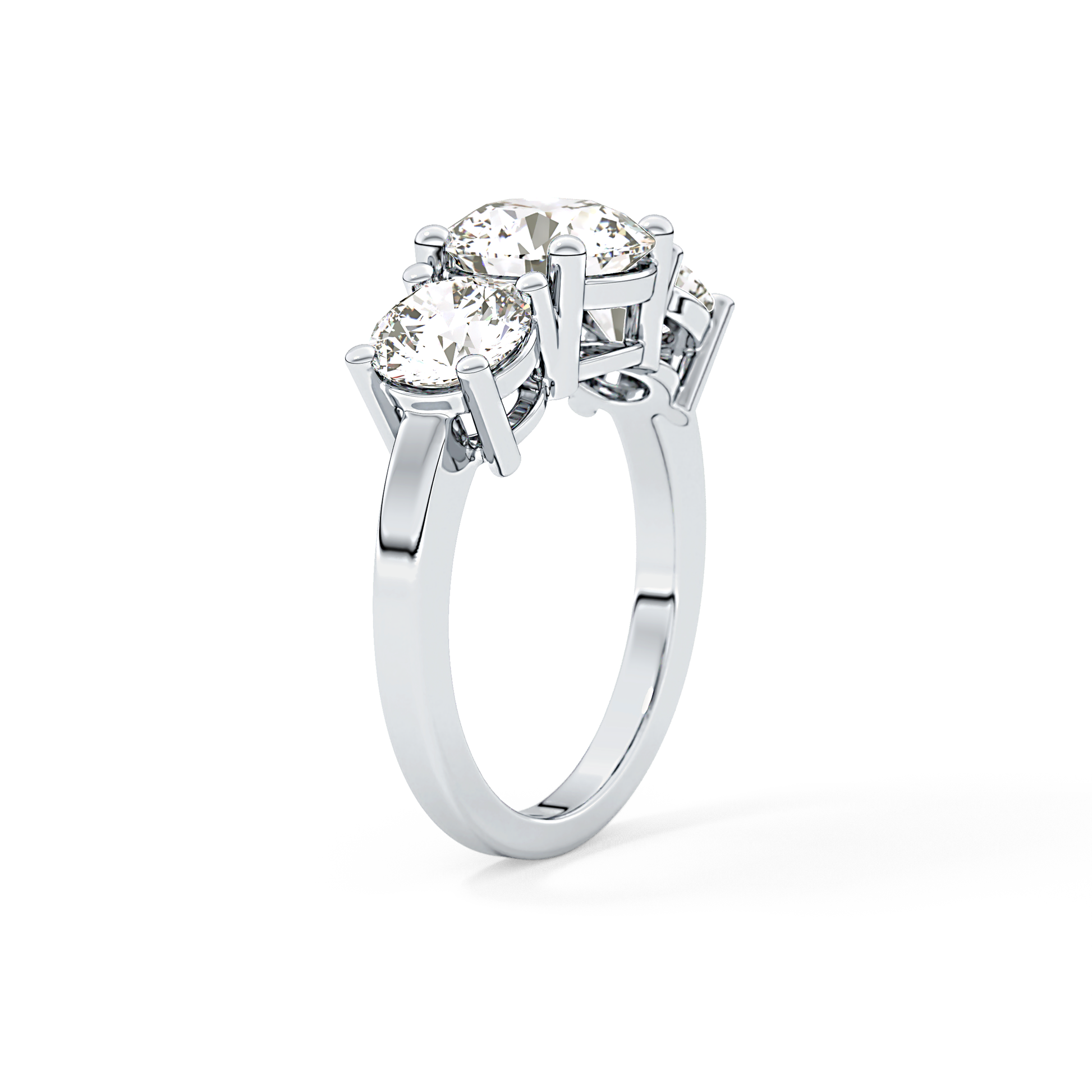 Round Three Stone Lab Grown Diamond Engagement Ring
