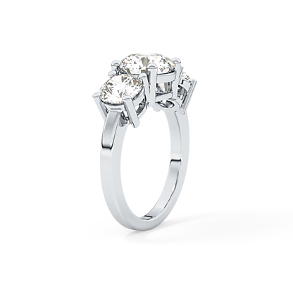 Round Three Stone Lab Grown Diamond Engagement Ring