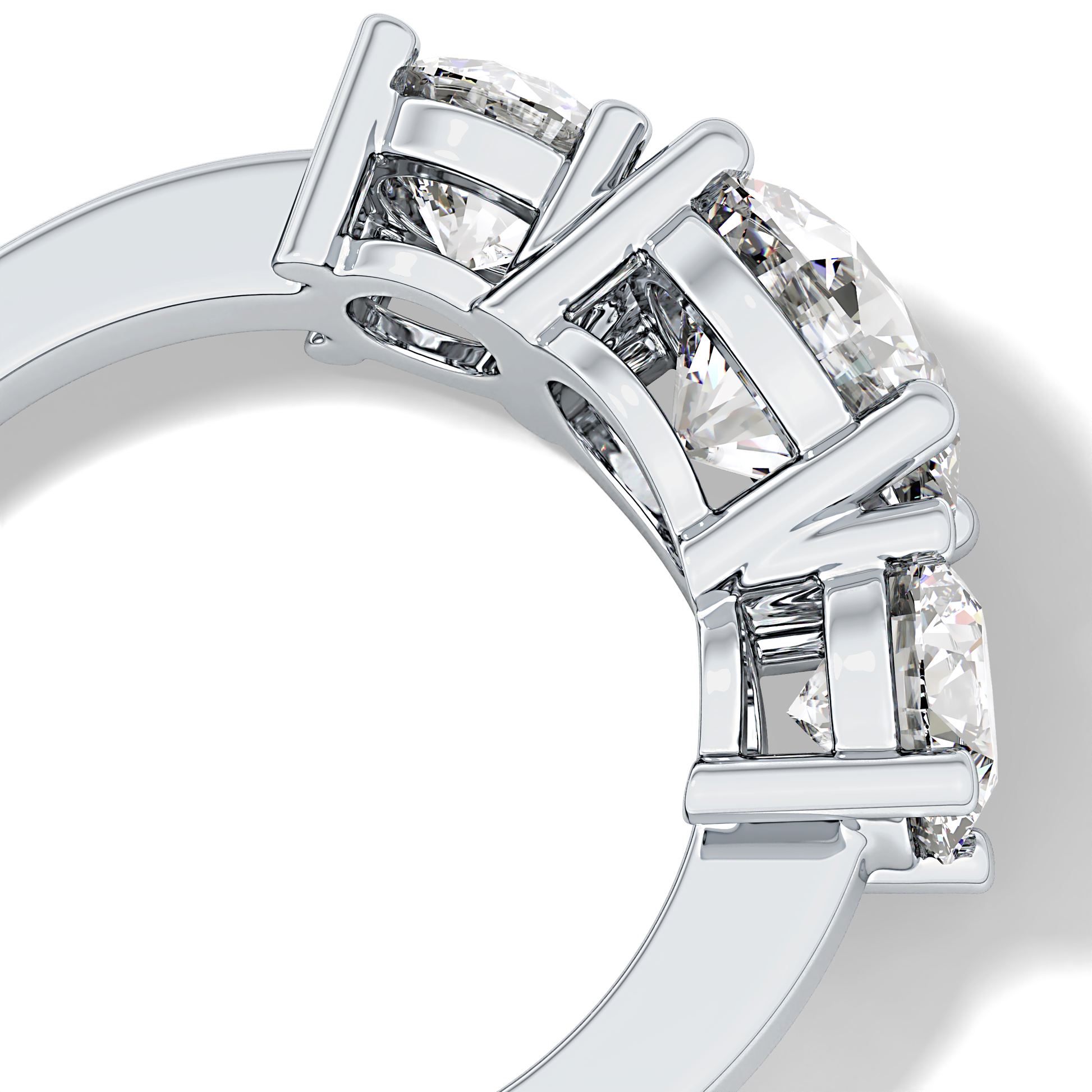 Round Three Stone Lab Grown Diamond Engagement Ring