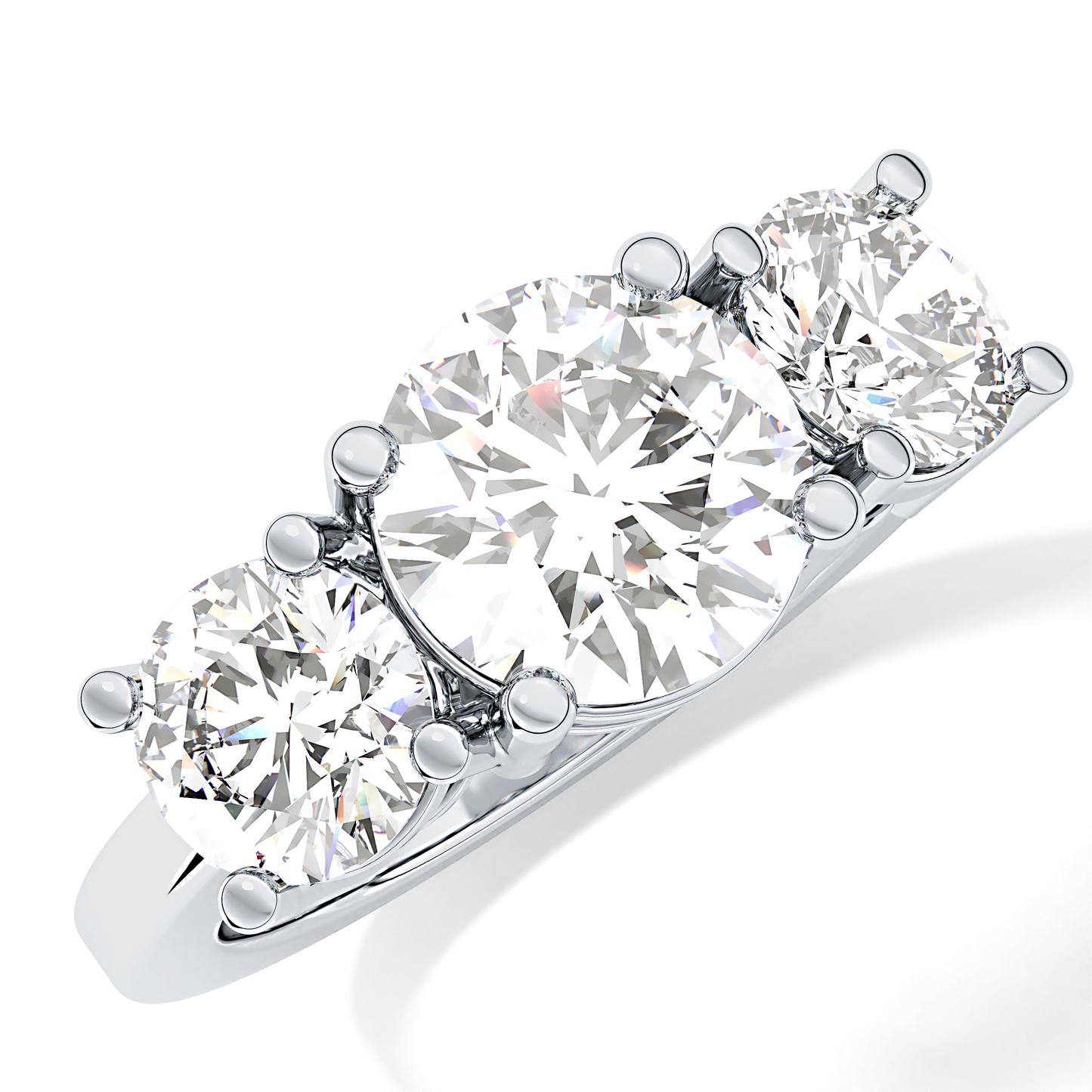 Round Three Stone Lab Grown Diamond Engagement Ring