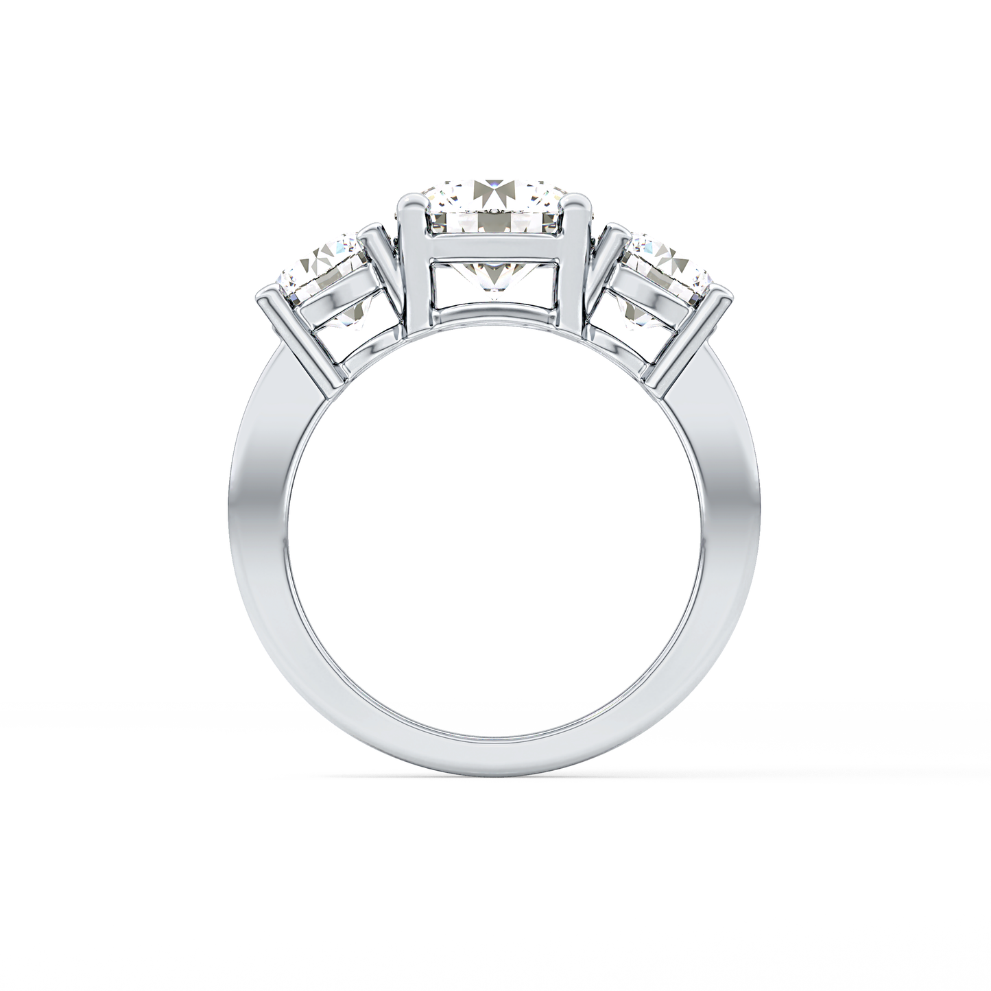 Round Three Stone Lab Grown Diamond Engagement Ring