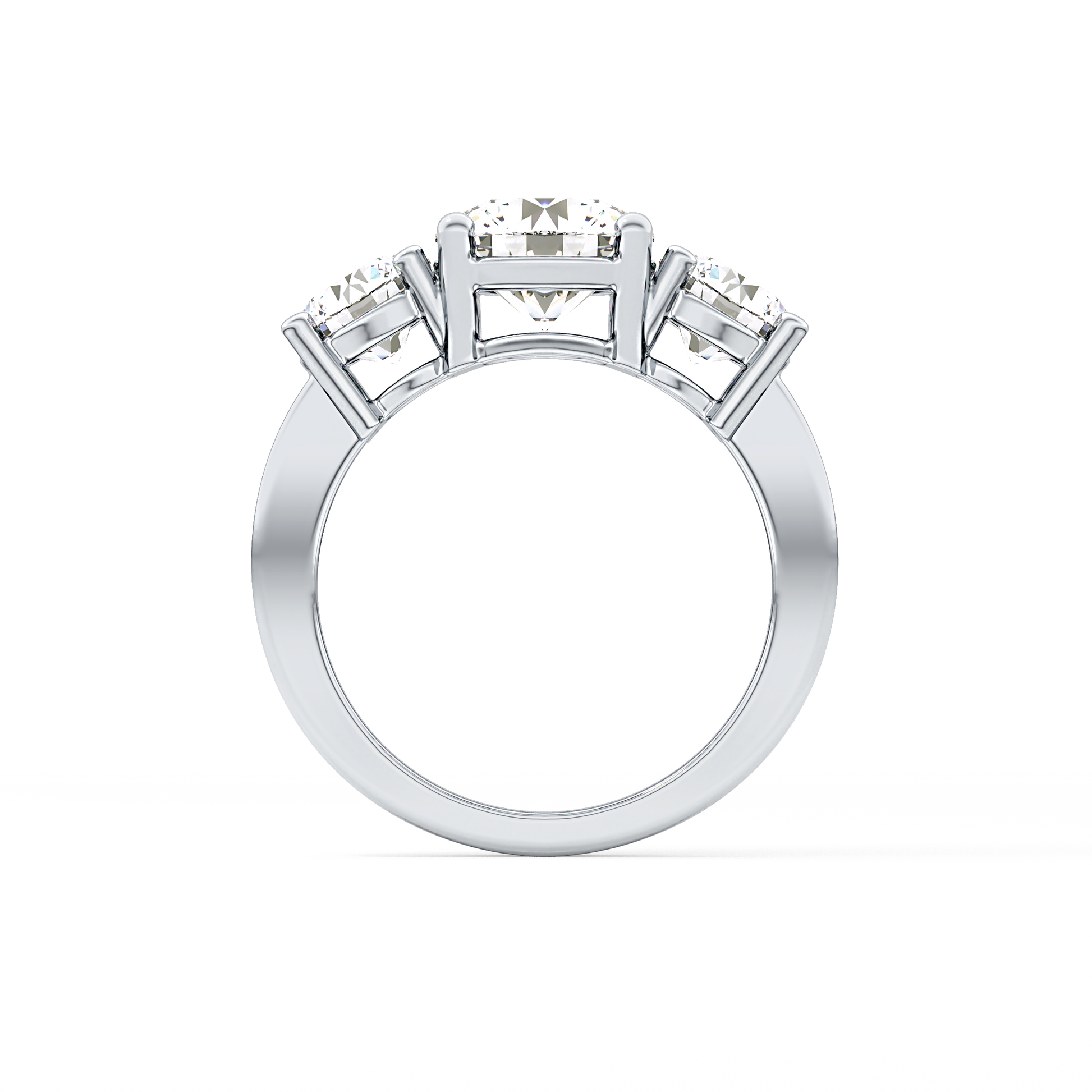 Round Three Stone Lab Grown Diamond Engagement Ring