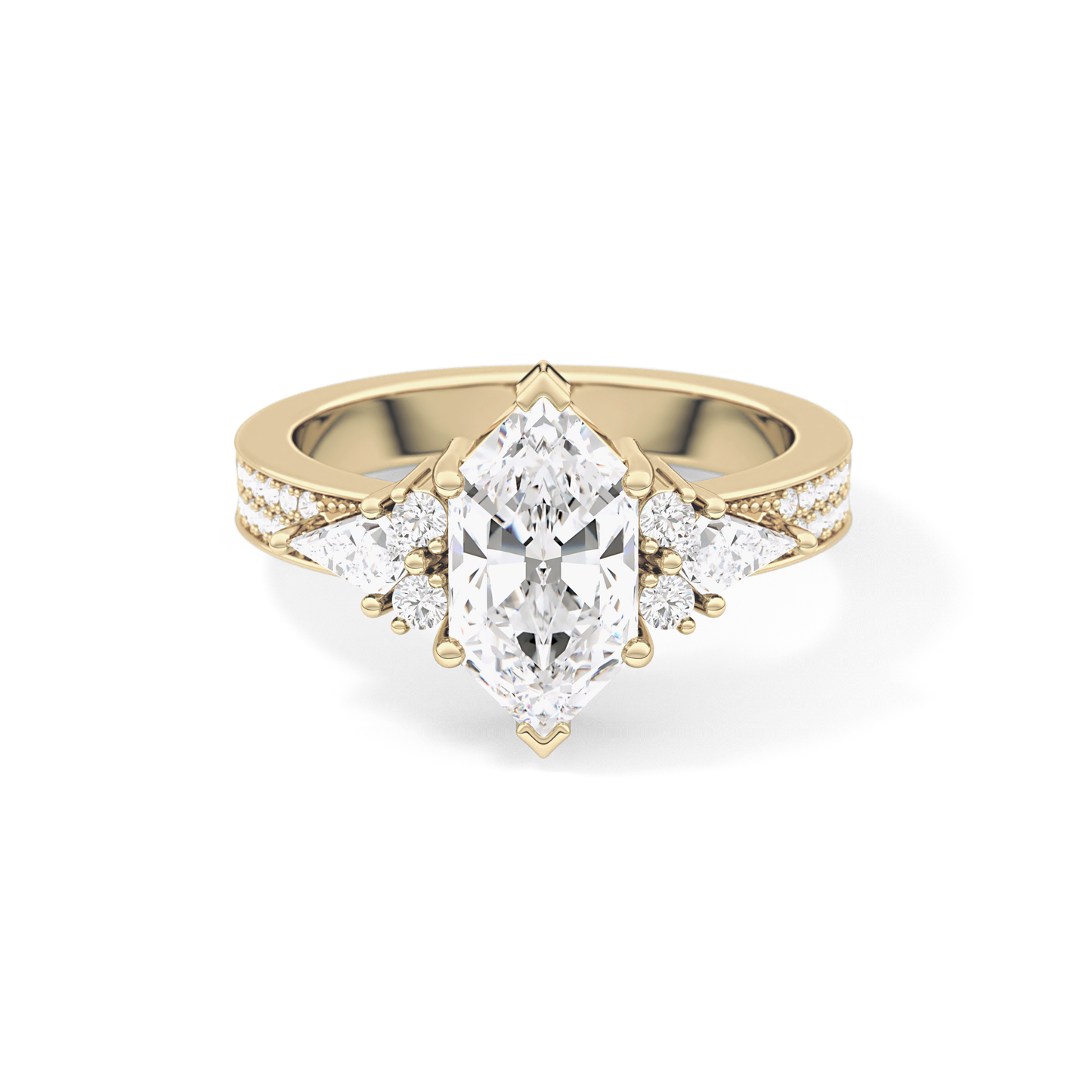 Hexagon Cluster Lab Grown Diamond Engagement Ring
