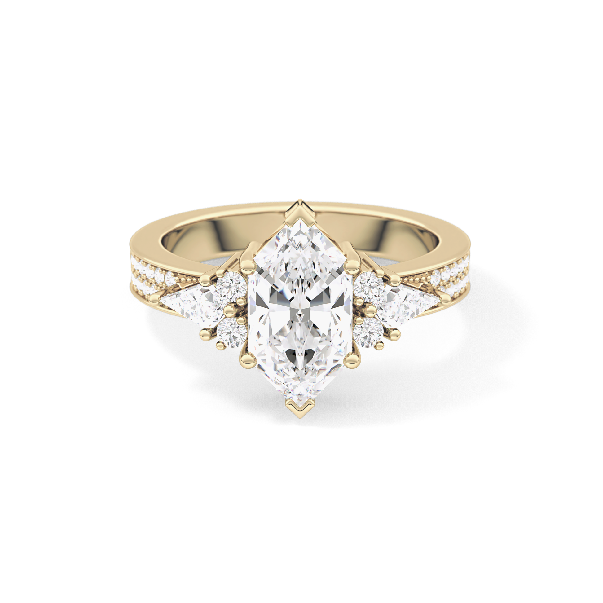 Hexagon Cluster Lab Grown Diamond Engagement Ring