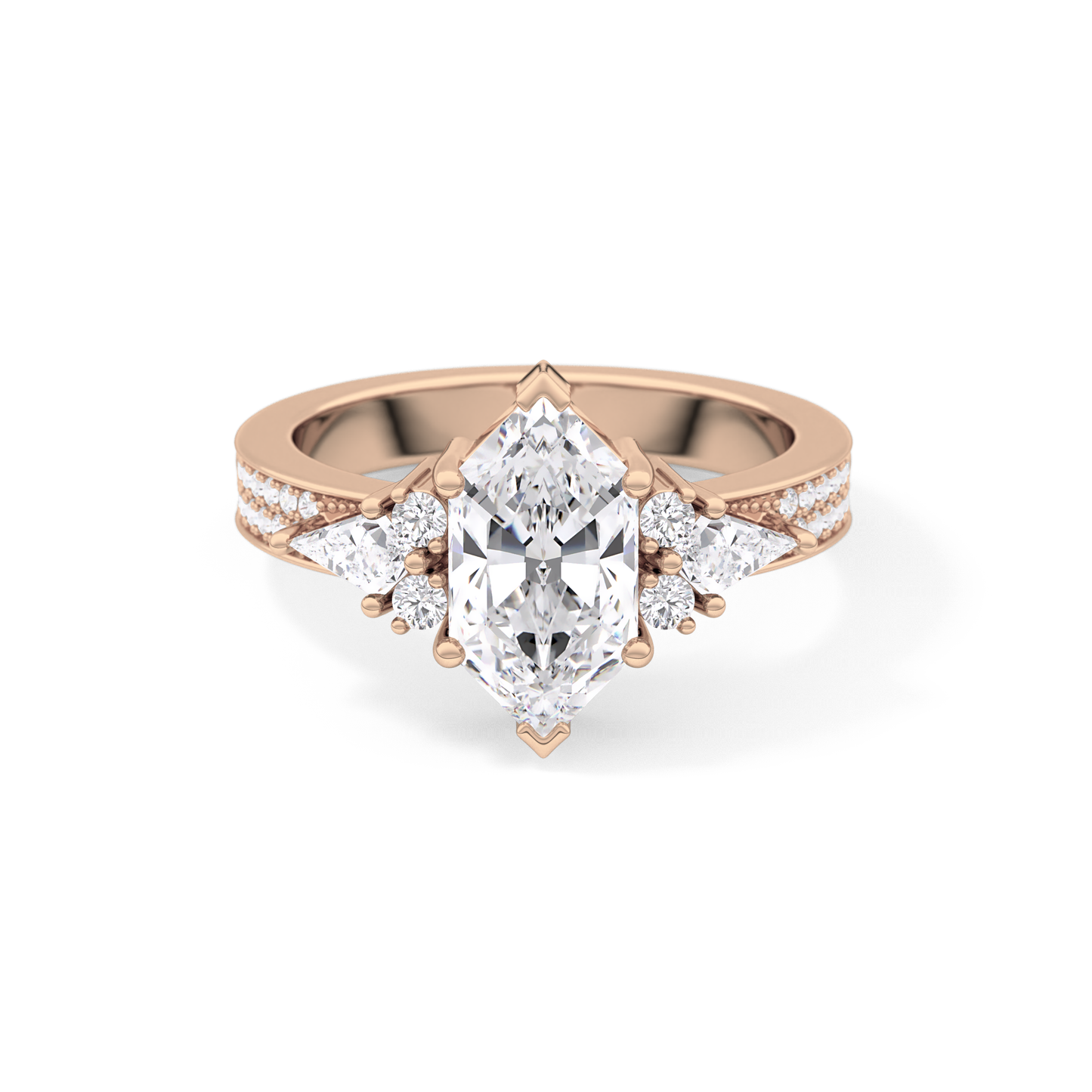Hexagon Cluster Lab Grown Diamond Engagement Ring