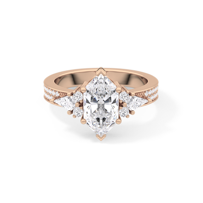 Hexagon Cluster Lab Grown Diamond Engagement Ring