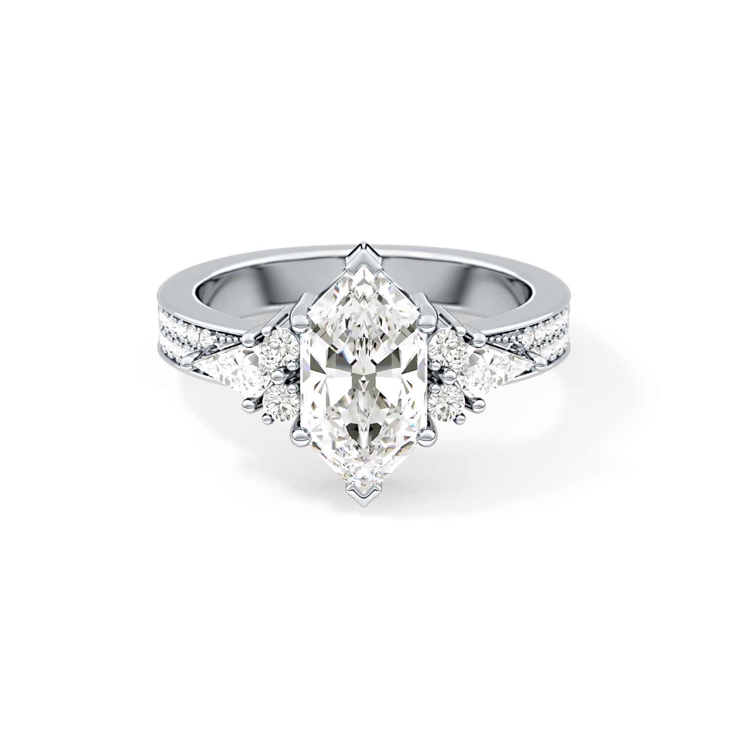 Hexagon Cluster Lab Grown Diamond Engagement Ring