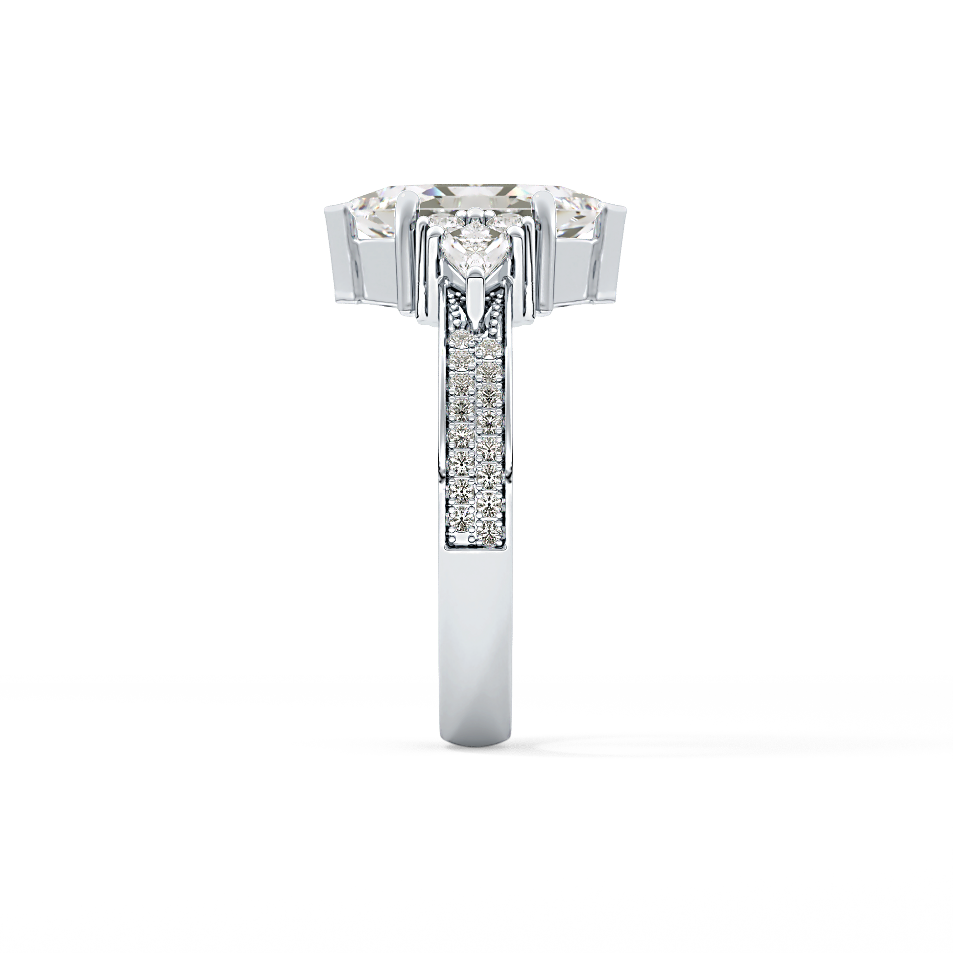 Hexagon Cluster Lab Grown Diamond Engagement Ring