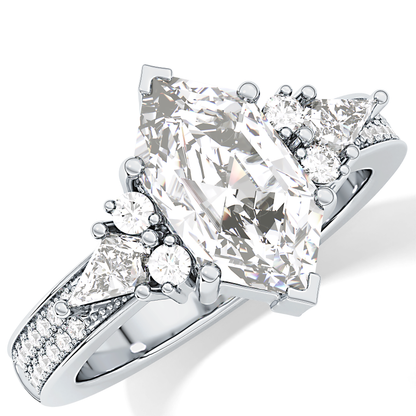 Hexagon Cluster Lab Grown Diamond Engagement Ring