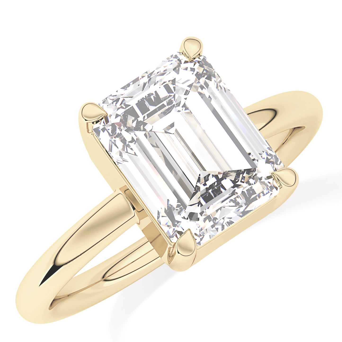 Emerald Solitaire Lab Grown Diamond Engagement Ring