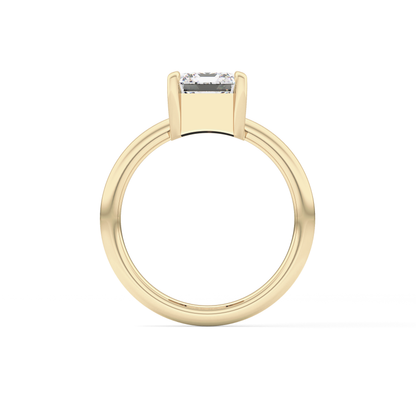 Emerald Solitaire Lab Grown Diamond Engagement Ring
