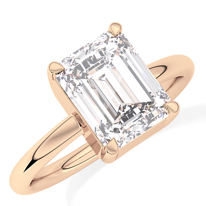 Emerald Solitaire Lab Grown Diamond Engagement Ring