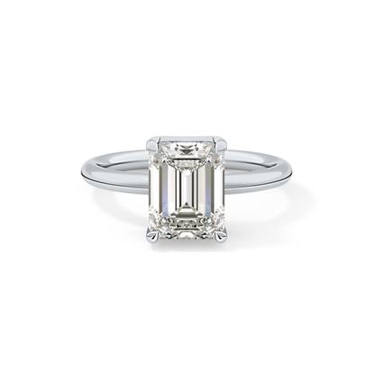 Emerald Solitaire Lab Grown Diamond Engagement Ring