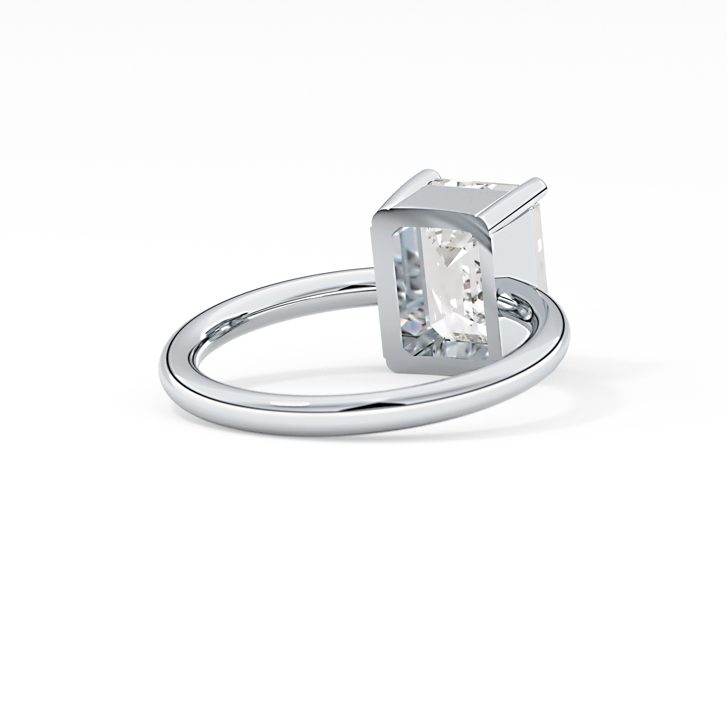 Emerald Solitaire Lab Grown Diamond Engagement Ring