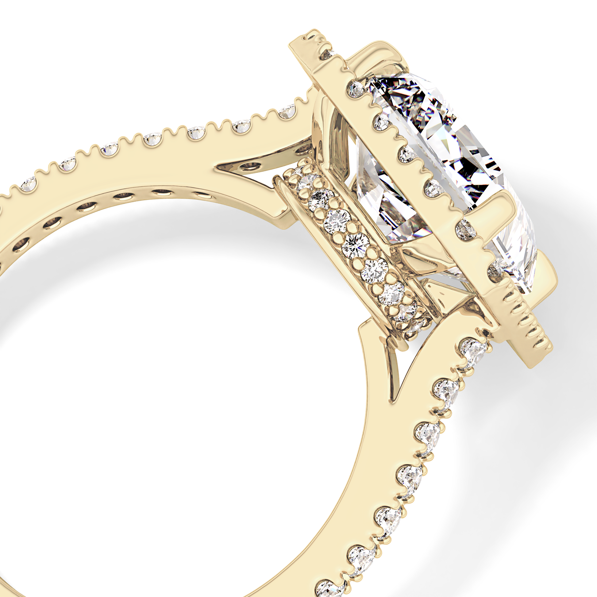 Radiant Halo & Pave Lab Grown Diamond Engagement Ring