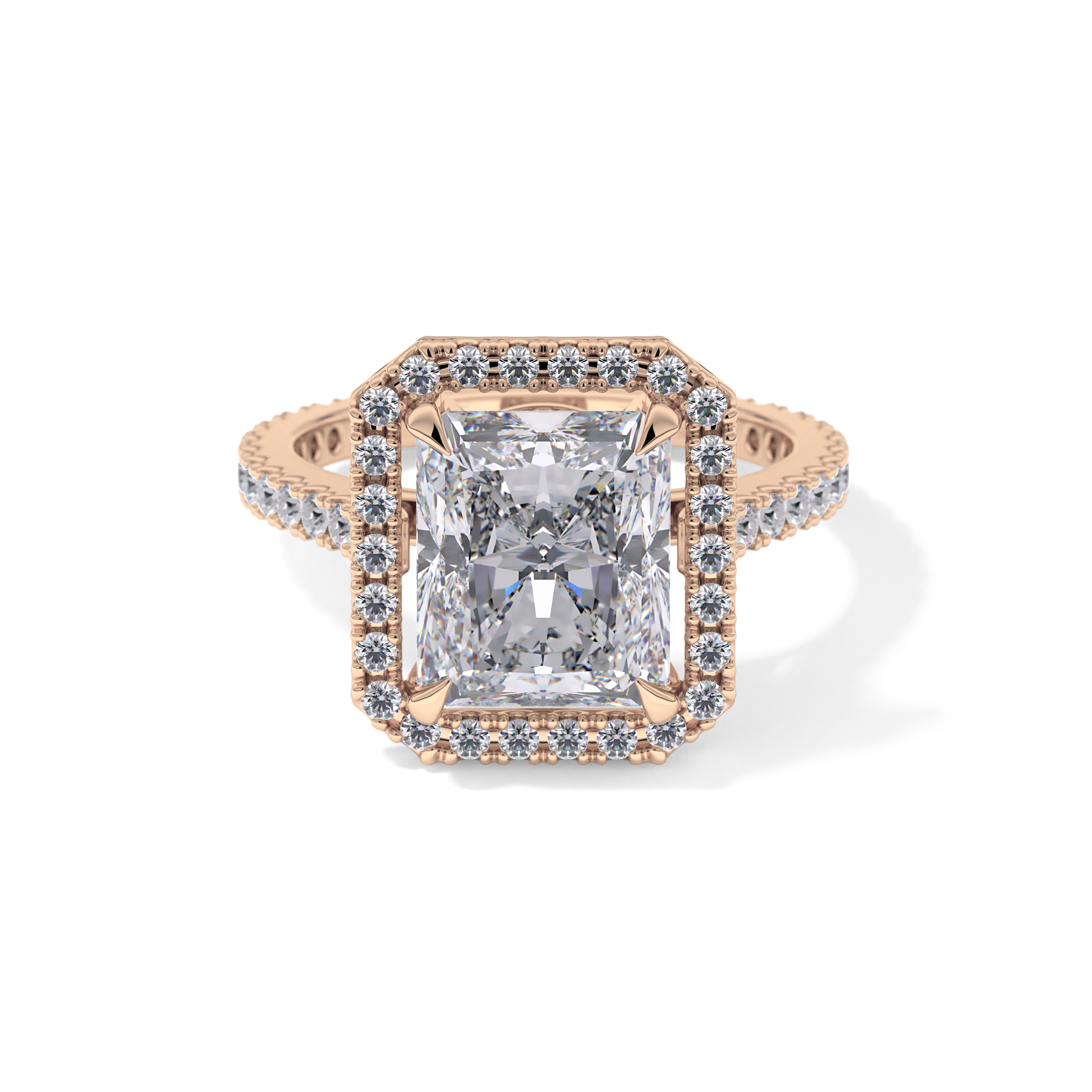 Radiant Halo & Pave Lab Grown Diamond Engagement Ring