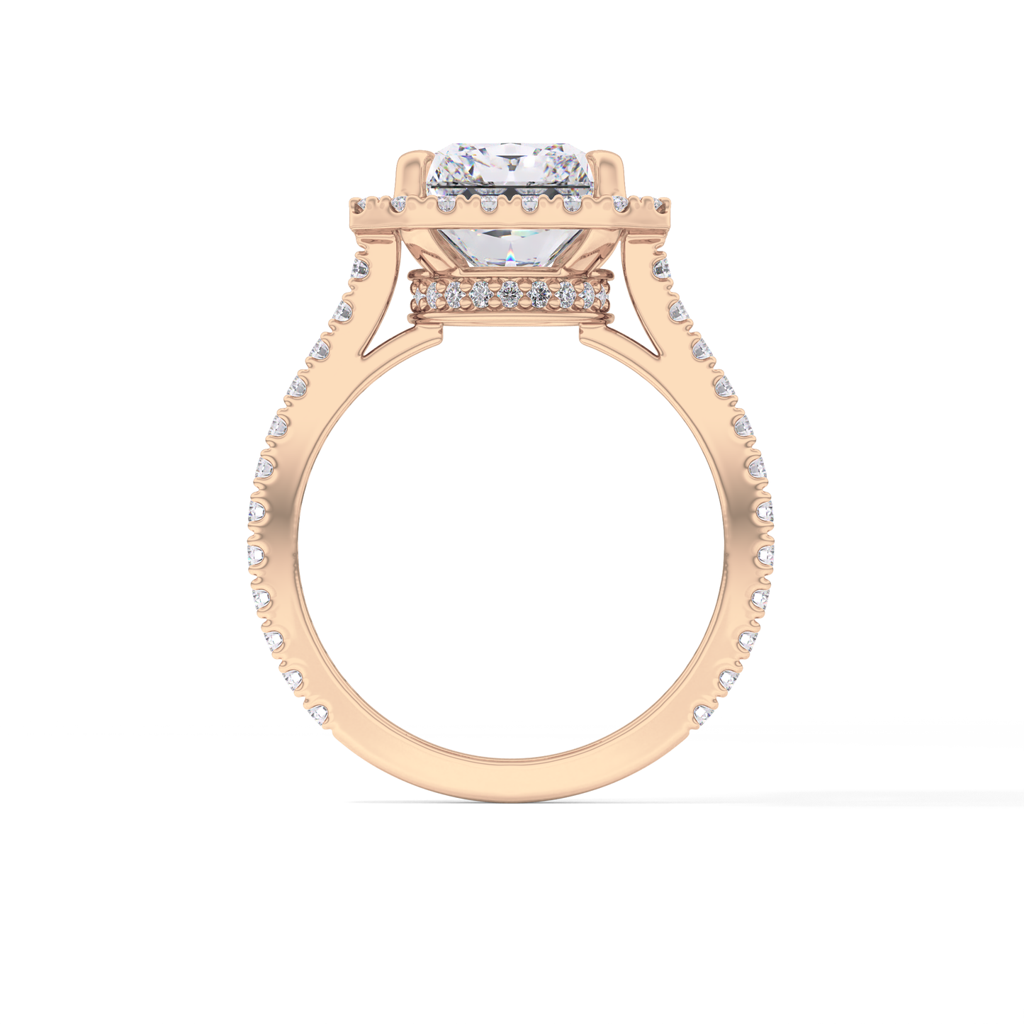 Radiant Halo & Pave Lab Grown Diamond Engagement Ring